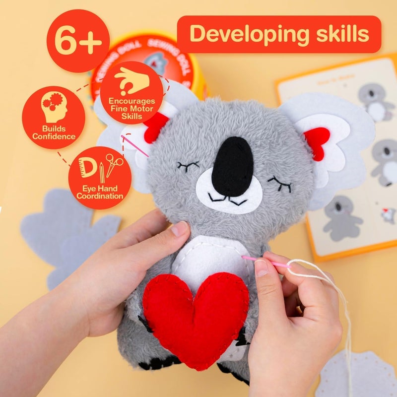 Avenir My First Sewing Kit for Beginner Ages 6+ I Premium Plush Big DIY Animals I Child-Safe Tools for Easy Crafting Fun I Motor Skills & Wiggle Stuff Stitching Creativity I Skill Gift for Boys & Girl - Image 5